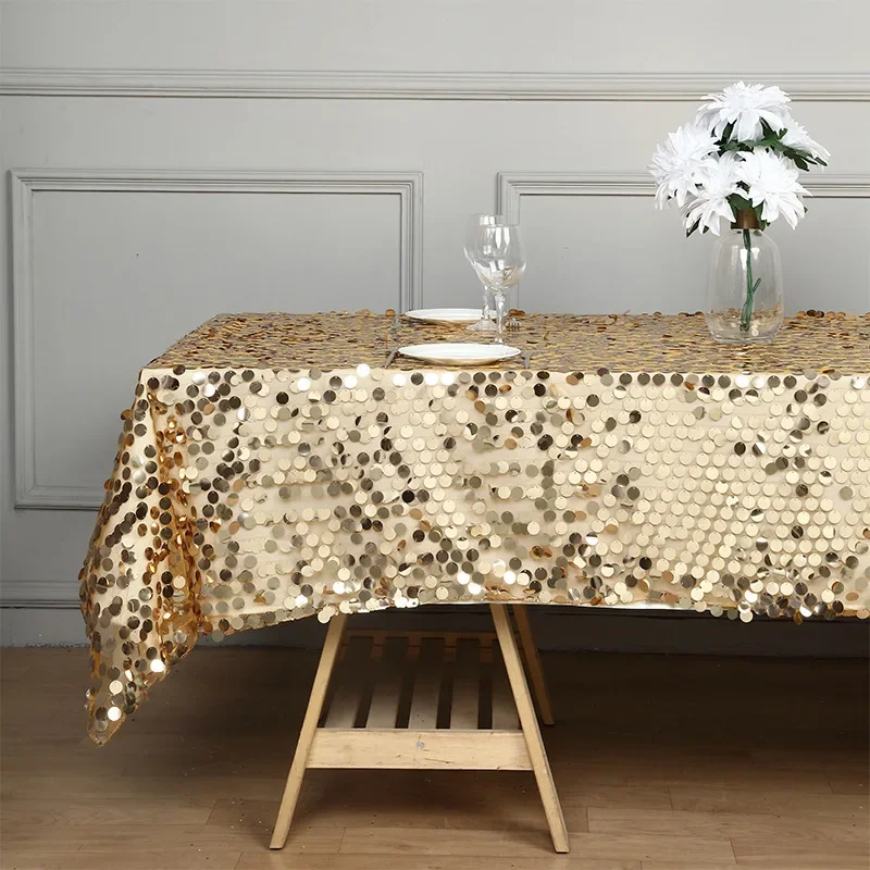 Rectangular Party Table Cover Glitter Sequin Table Cloth Rose Gold Tablecloth for Wedding Party Christmas Home Table Decoration