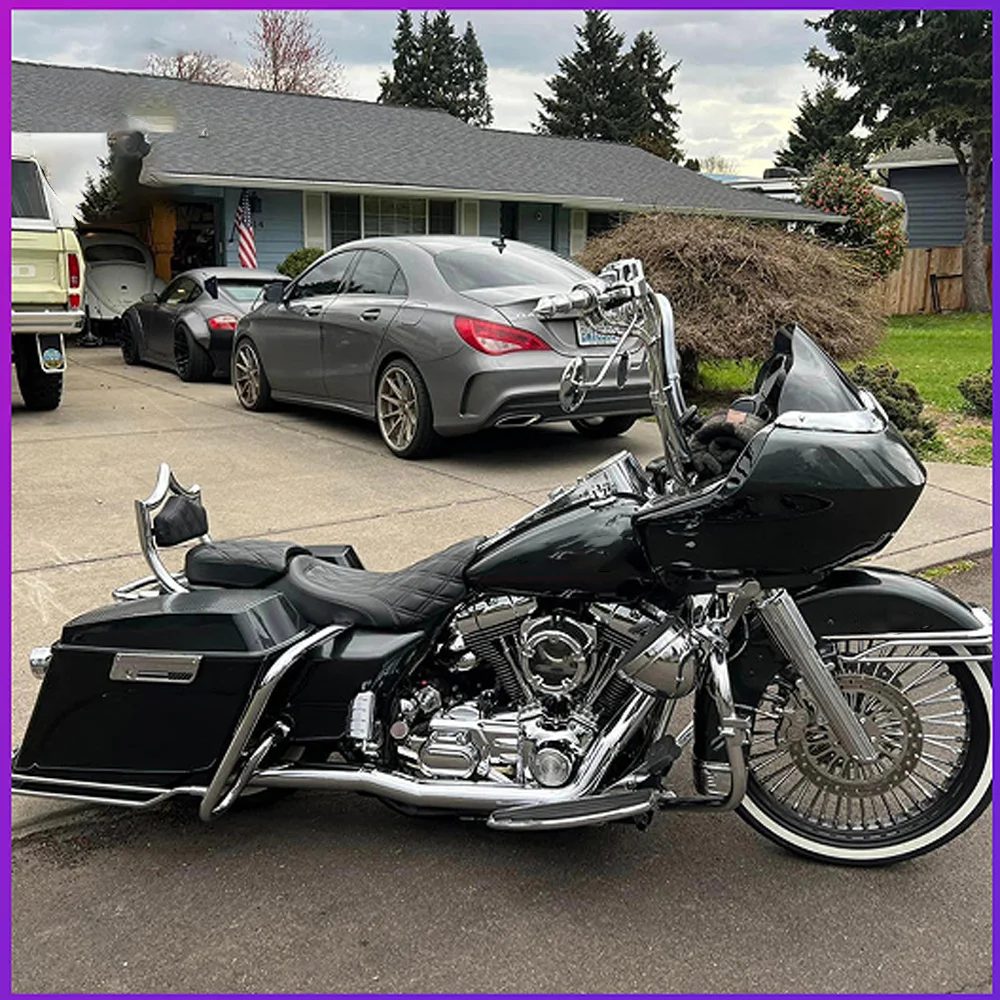 For Harley Street Glide Tri Glide Electra Glide Crown Sissy Bar Backrest 2008-2026 No-Drill Accesorios Moto