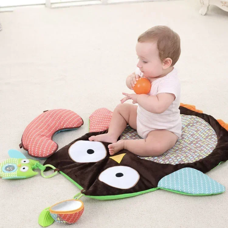 Tapis de jeu en peluche douce pour bébé, 76cm x 76cm, tapis de jeu pour activités rampantes, coussin de jeu, oreiller rembourré, traversin, anneau de dentition, cadeau