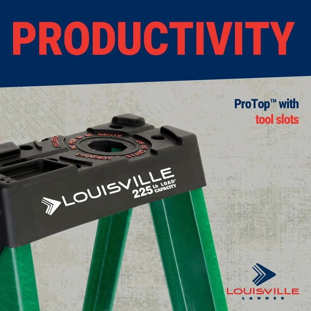 Escalera de fibra de vidrio de 4 pies de Escalera Louisville, capacidad de carga de 225 libras, tipo II, modelo FS4004