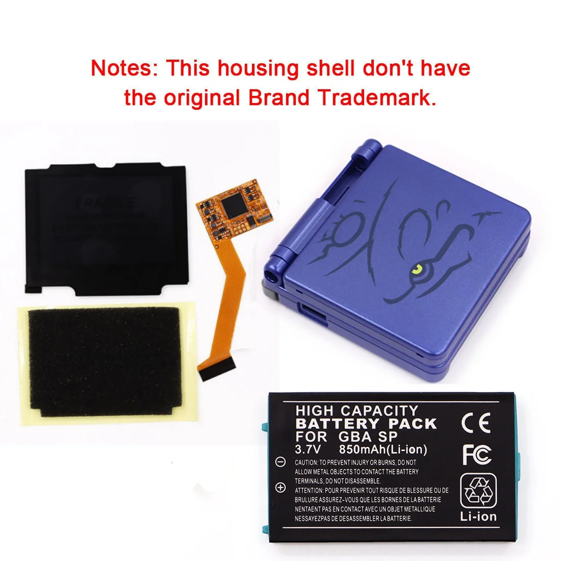 For GBA SP 3.7V Battery Pack V2 Screen Set IPS LCD Backlight Screen High Brightness Highlight Display LCD Set W/Housing Shell view 4
