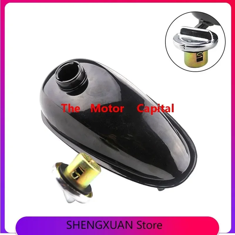 Tanque de gasolina negro de 2L con tapa, llave de purga para motor de 49CC, 50CC, 80CC, 60cc, combustible de gasolina para bicicleta motorizada