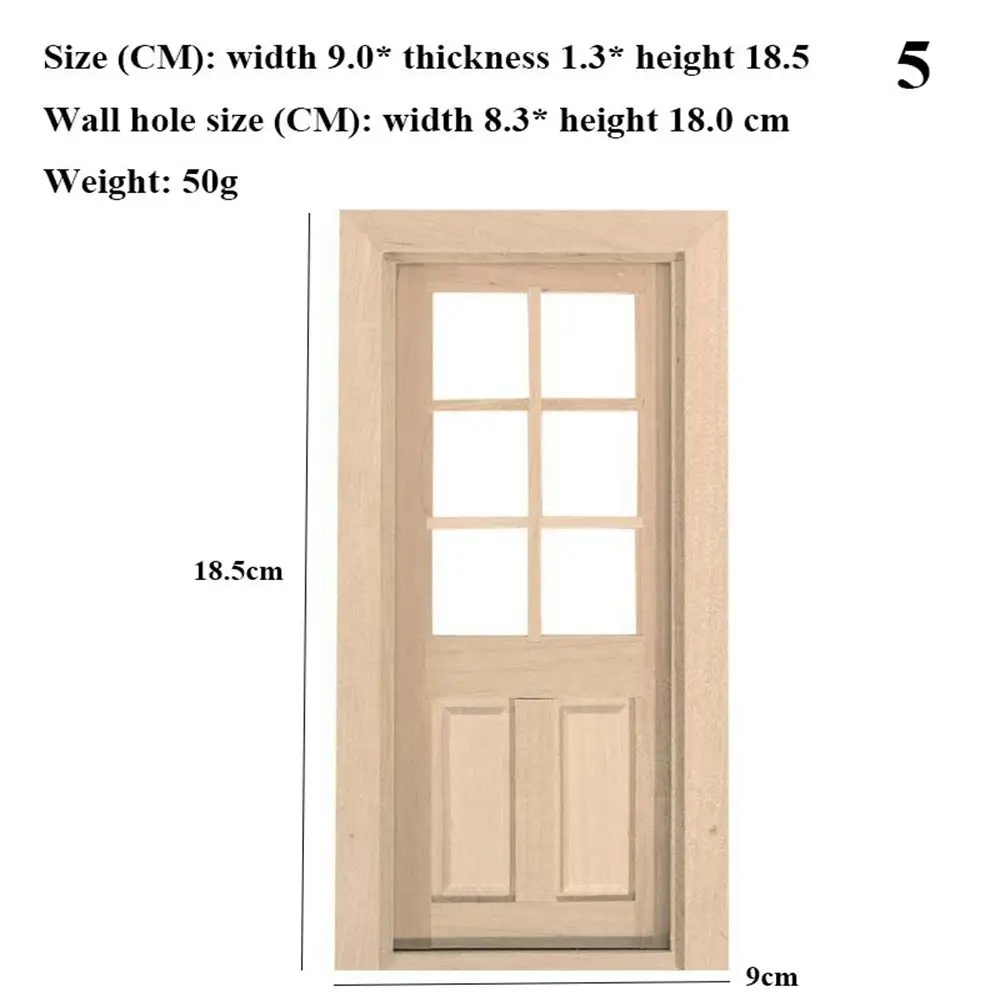 5 Styles 1/12 Dollhouse Furniture DIY Double Window  House Window Wooden Frame  Furniture Glass Plate