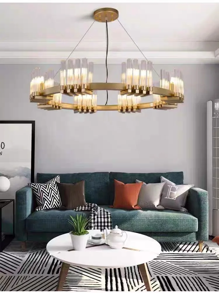Nordic Round Crystal Restaurant Light Postmodern Hotel Lobby Creative Designer Personality Candlestick Chandelier