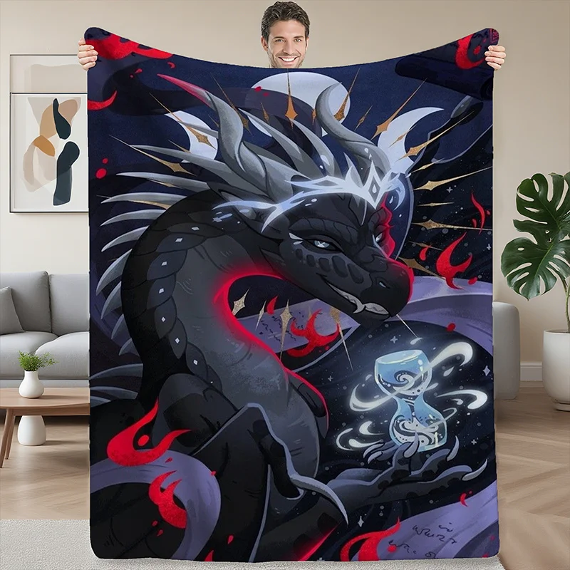 Wings of Fire Dragon of Time Digital Print Flannel Blanket - Durable, Wrinkle-Resistant, Soft & Portable for Home, Travel, and