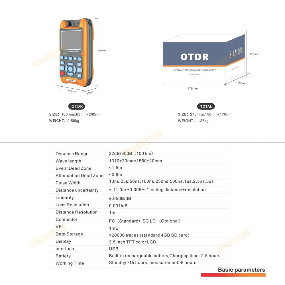Wysokiej jakości ZS1000-A OTDR 100KM + VFL 5KM SignalFire 1mW 100km 32/30dB 1310/1550mm optyczny reflektometr czasowy zapakowane pudełko