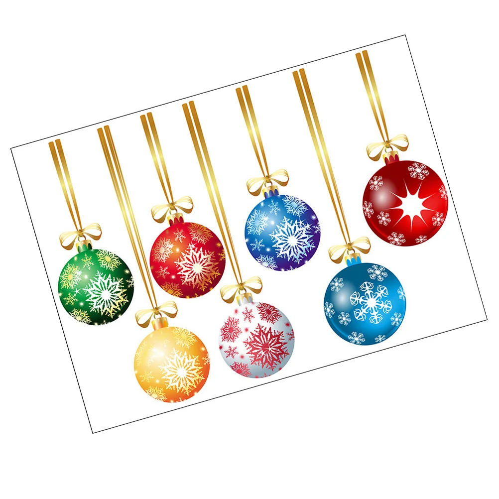 

1Set Christmas Color Ball Stickers PVC Waterproof Self-Adhesive Room Door Window Showcase Glass Decals Glass Stickers