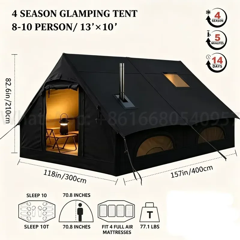 Large Portable Inflatable Four-Season Family Camping Tent Oxford Waterproof UV-Resistant Quick Automatic OEM ODM - view 5