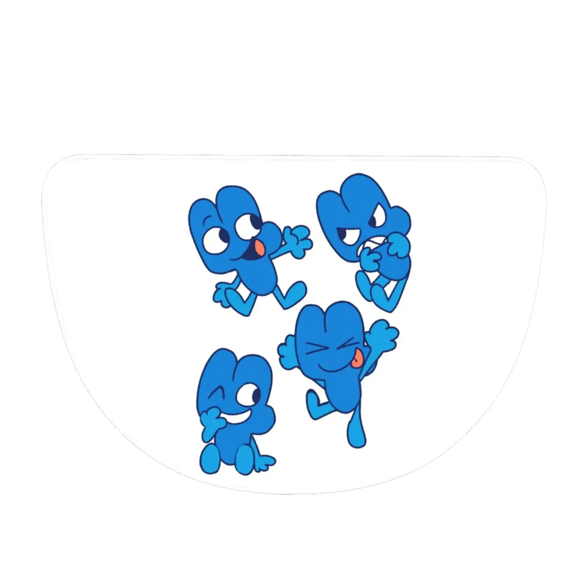 BFDI Four BFB Soft Flannel Half Round Doormat Non Slip Bathroom Mat Absorbent Floor Carpet for Garage