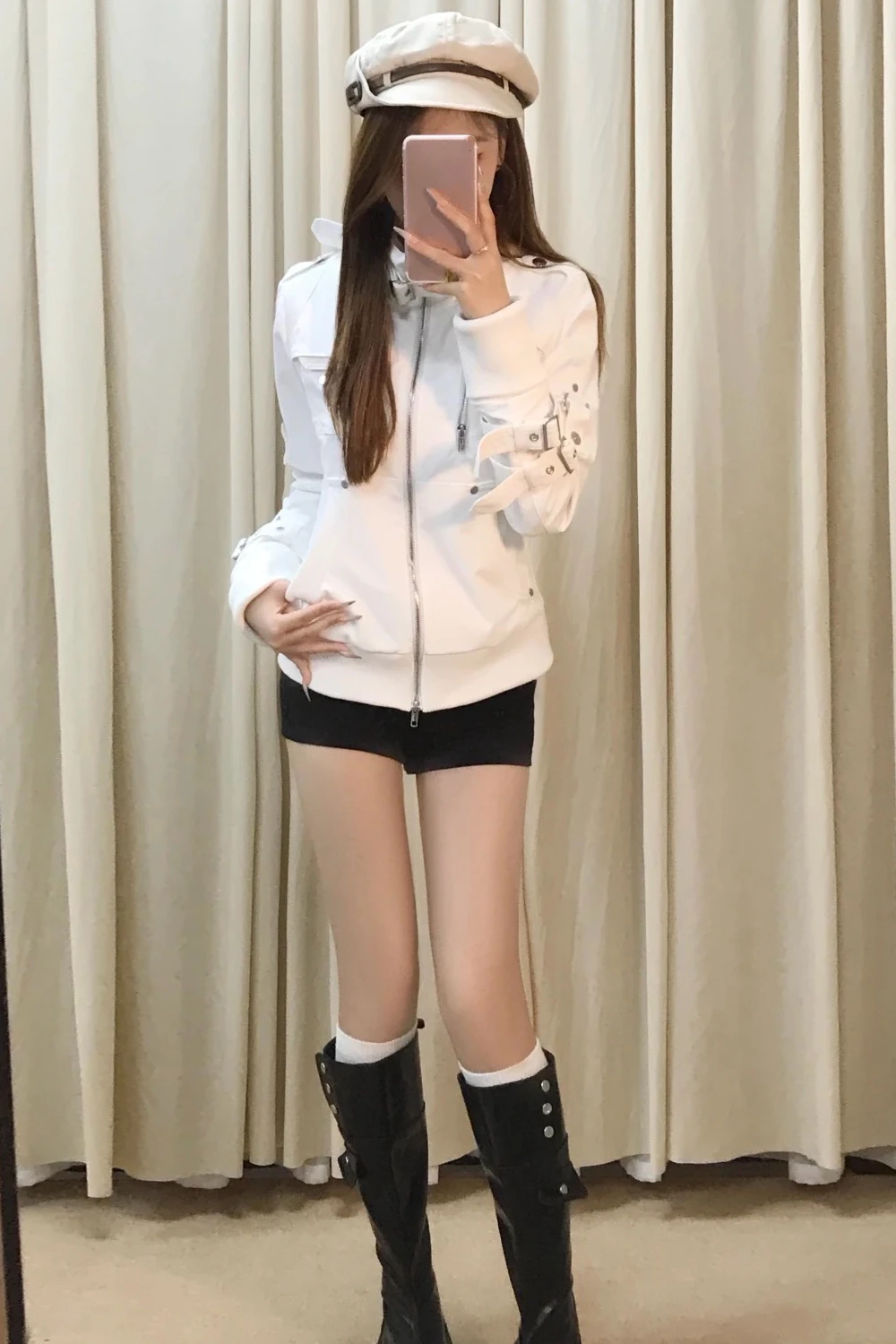 Y2k Street – manteau de Moto et de motard blanc gothique pour femmes, vestes Vintage à manches longues lourdes, début d'automne des années 2000, nouveaux hauts Slim Fit Chic