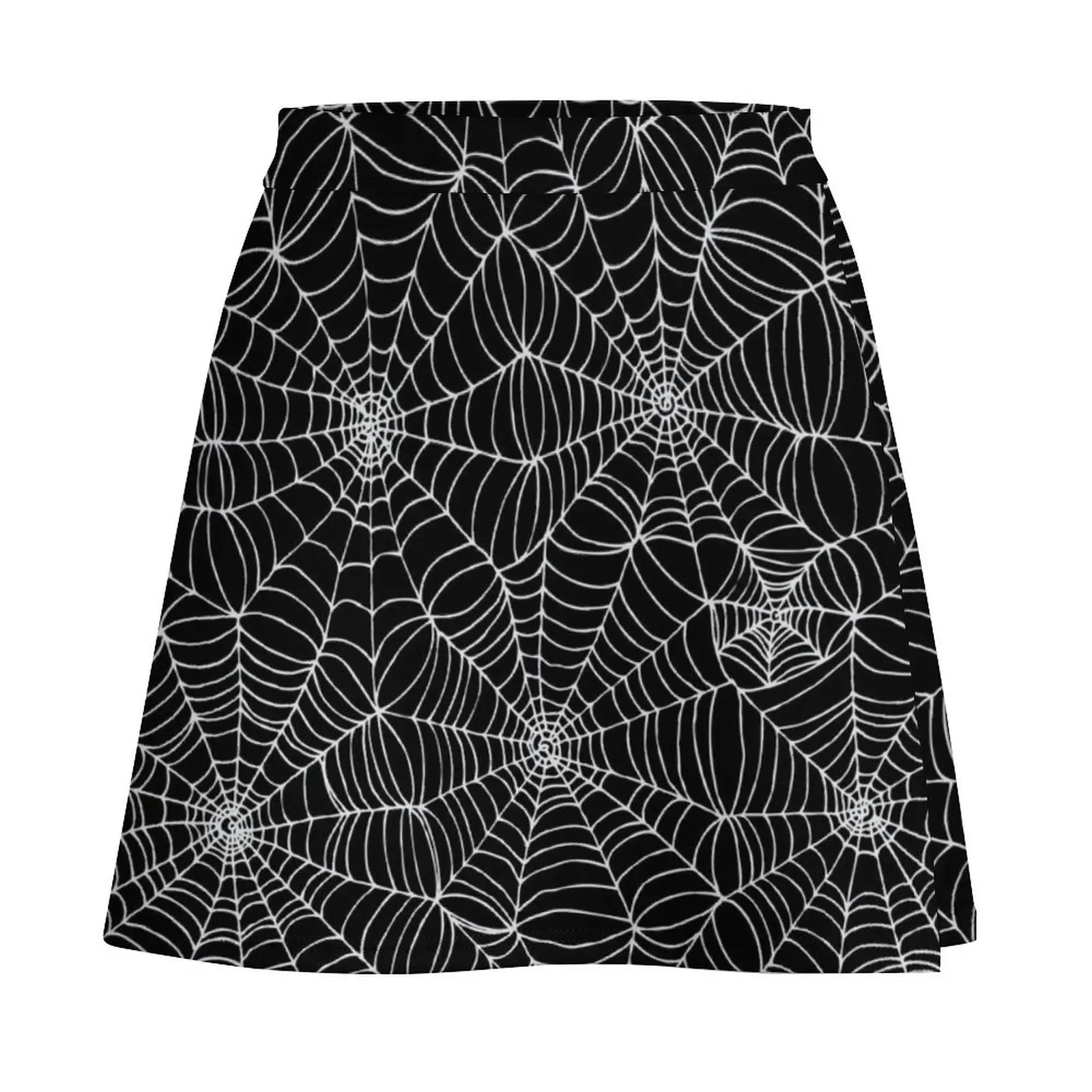 Spider web pattern - white on black by Cecca Designs Mini Skirt Skirt for girls japanese style Mini Skirt