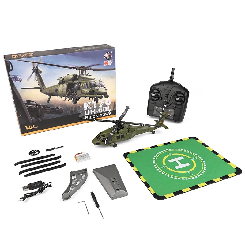 WLtoys K170 Simulação Black Hawk RC Helicóptero 4CH 6 Eixos Giroscópio 3D6G Motor Brushless Drone Arobatic Mode1 E Mode2 ExchangeToy