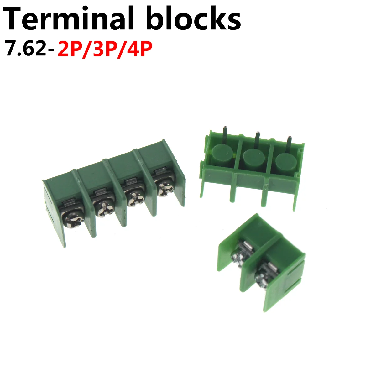 10PCS 7.62 mm KF7.62 - 2P 3P 4P MG 762 - 2 3 4 Pin Can be spliced Screw Terminal Block Connector Black Green 7.62mm Pitch