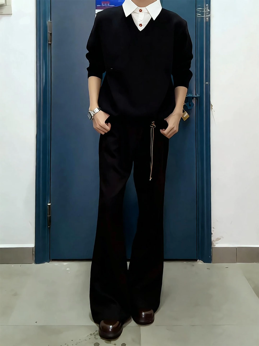 

Мужские зимние брюки Bla Fce с подкладкой, облегающие, с высокой талией, моделирующие фигуру, слегка расклешенные, прямые, повседневные