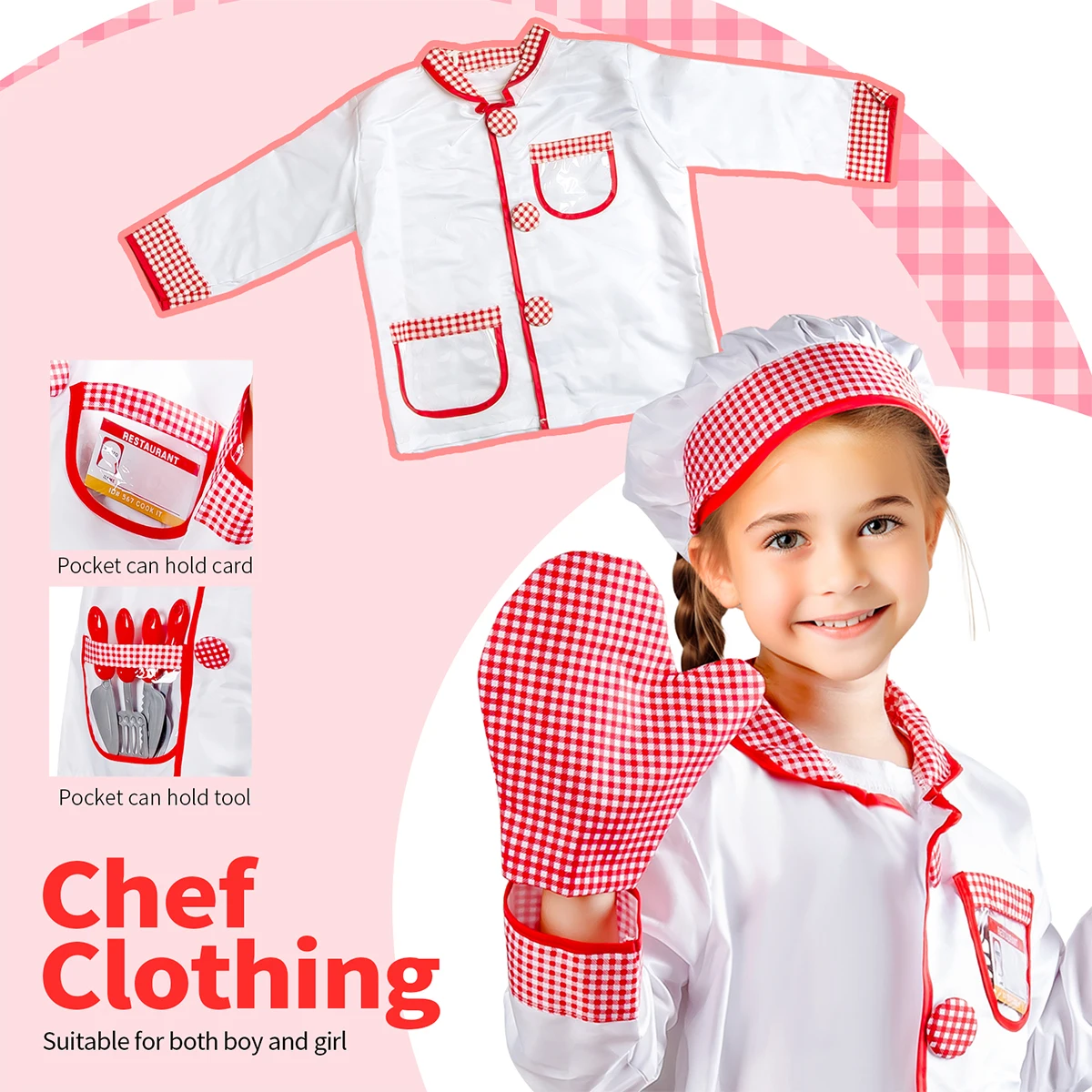 زي الشيف المقلد، مجموعة ألعاب المطبخ للعب الأطفال، زي الشيف للعب الأدوار