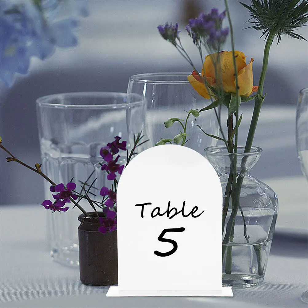 2Sets Clear Acrylic Wedding Table Numbers Elegant Reception Table Signs Seating Chart Centerpieces Food Signs for Buffet