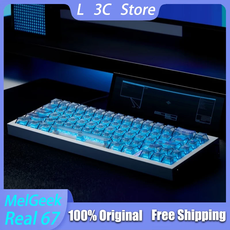 

MelGeek Real 67, клавиатура с магнитным переключателем, проводная прокладка для горячей замены RT 0,01 мм, низкий уровень шума, низкая задержка, пользовательская игровая клавиатура для киберспорта