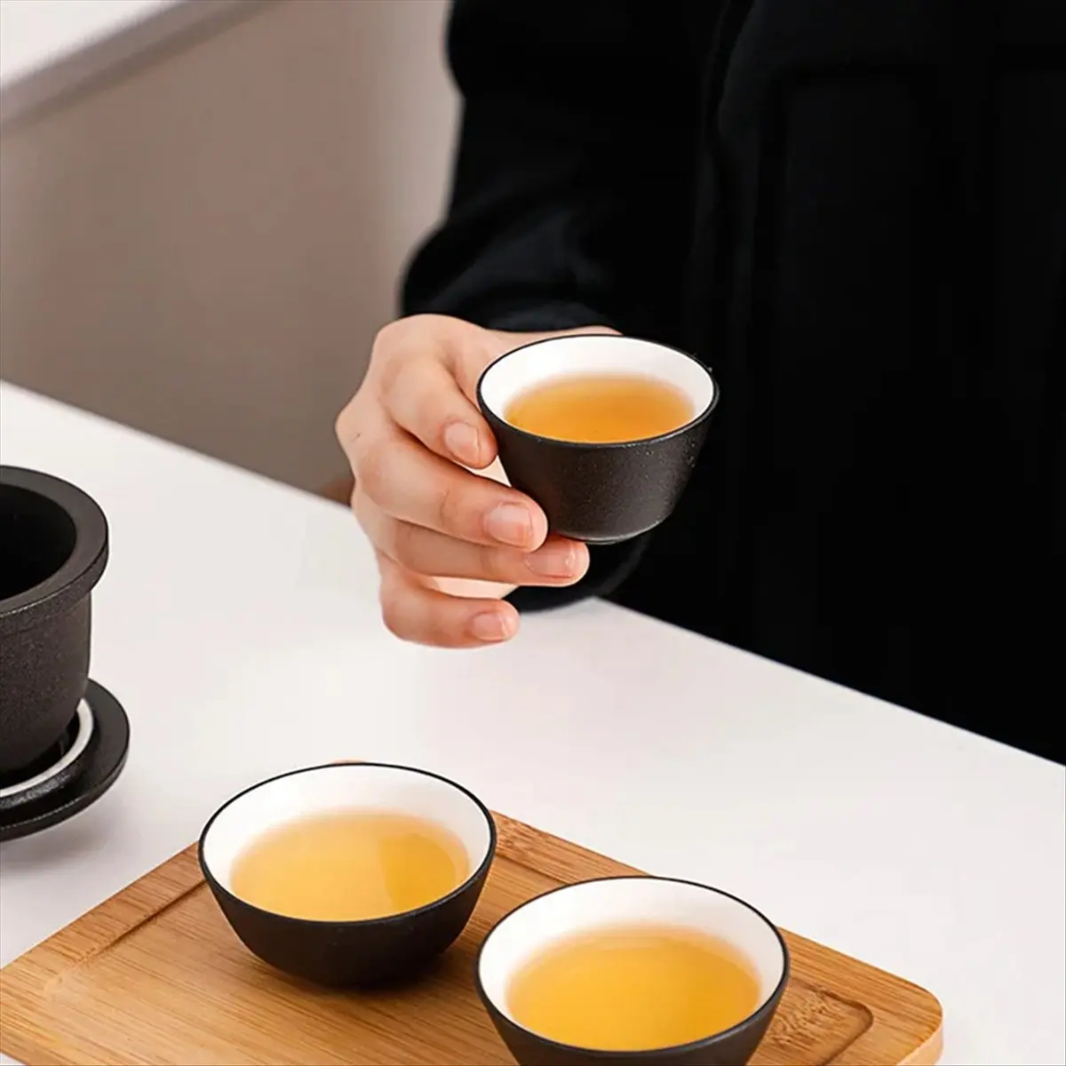 Goodprice Ceramics Teapot Sets 1 Pot 4 Tea Cups Chinese Strainers Portable Travel Teawear Gift for 260ML