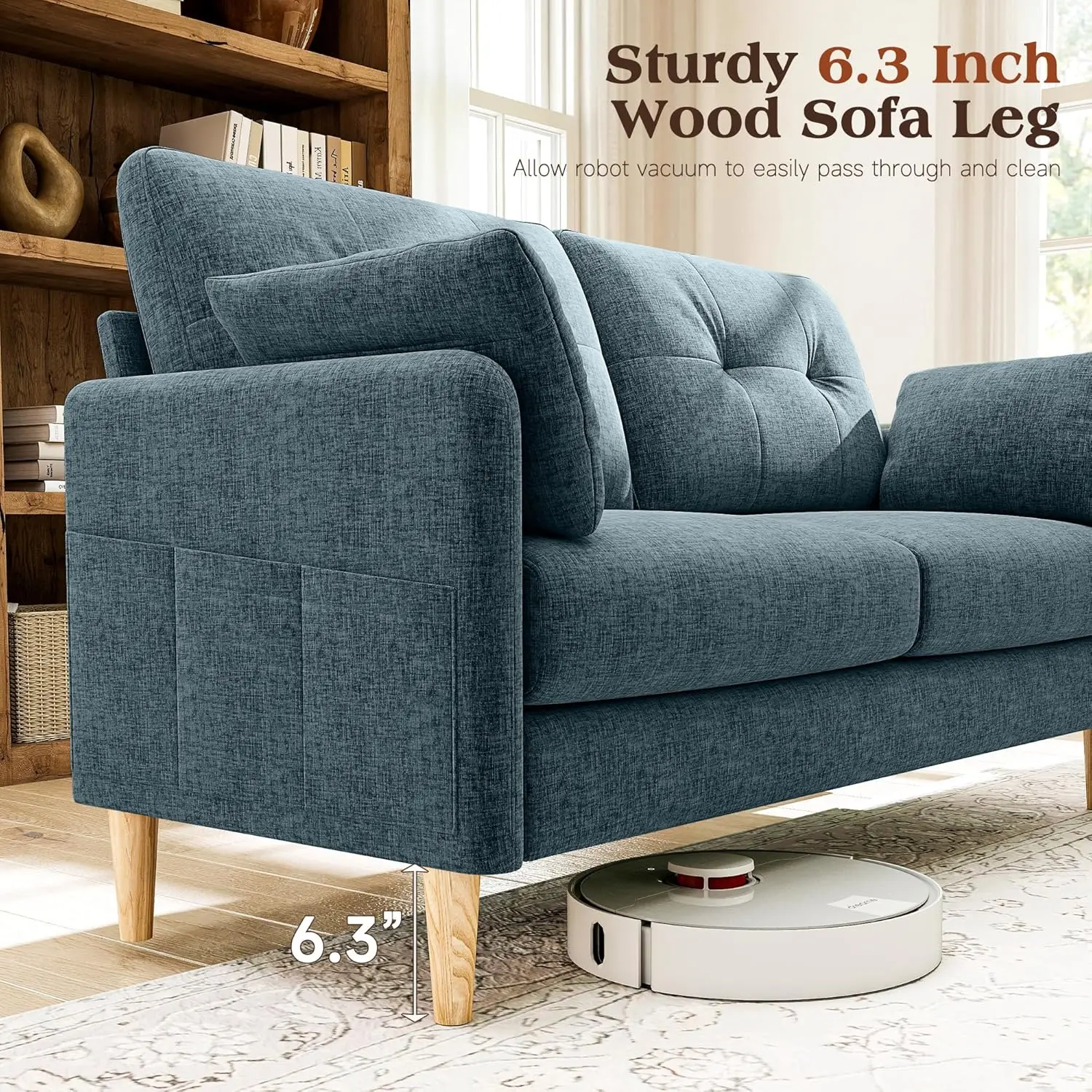 Sofá Pequeno de 64,6 Polegadas em Chenille com Capa Removível e Almofada, Personalizado para Sala de Estar, Quarto e Escritório