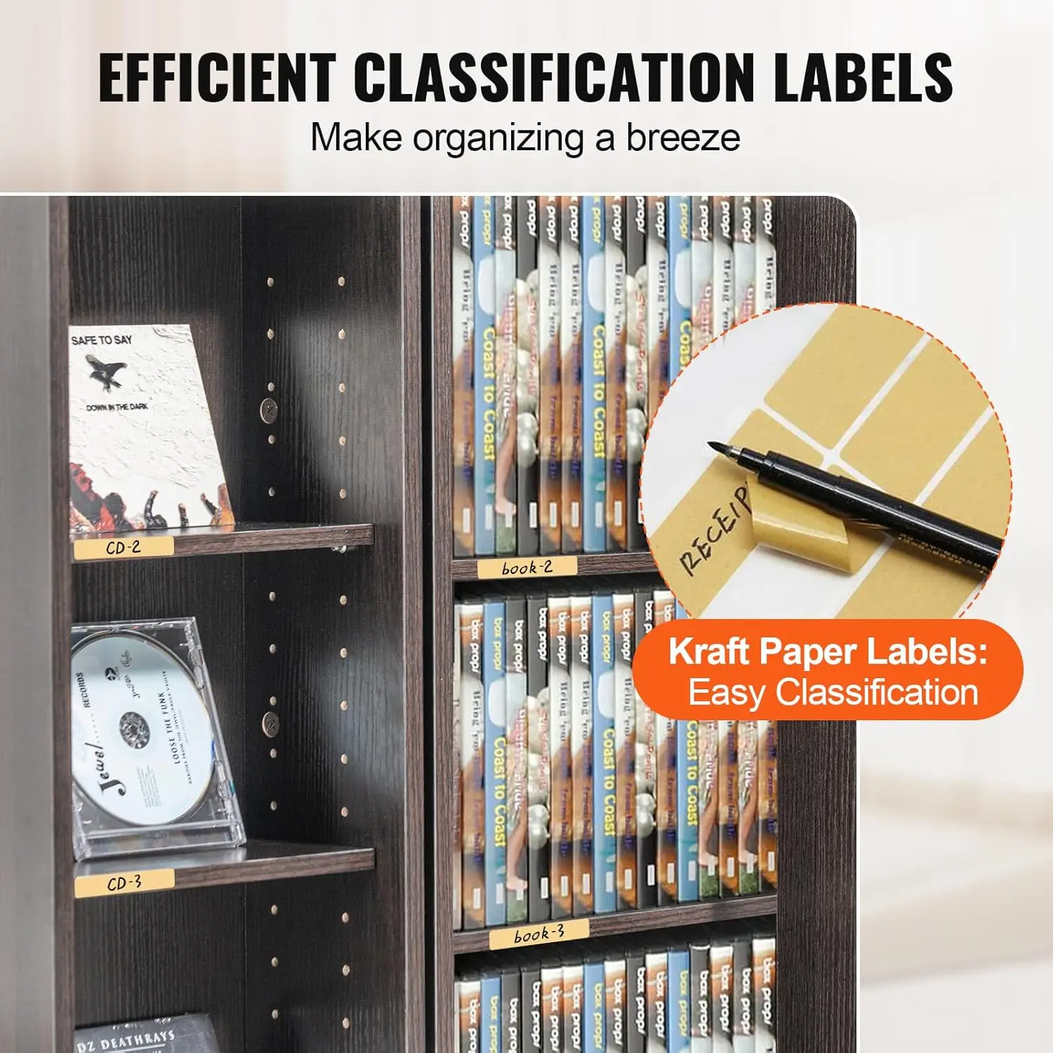 خزانة تخزين الوسائط، خزانة DVD مع أبواب ورفوف، تخزين الأقراص المضغوطة، رف DVD قابل للتعديل، يحمي وتنظيم الموسيقى