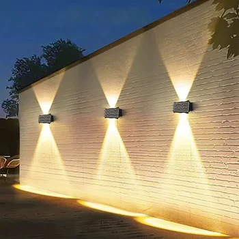Lâmpada de parede led casa ao ar livre solar à prova dwaterproof água para cima e para baixo iluminação luminosa varanda quintal decoração jardim exterior luz parede