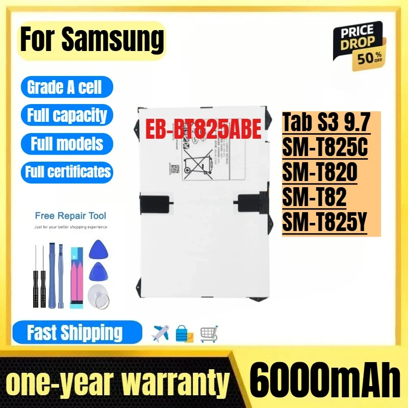 EB-BT825ABE for Samsung Tab S3 9.7/SM-T825C/SM-T820/SM-T82SM-T825Y Tablet Battery High Quality High Capacity Replacement Bateria