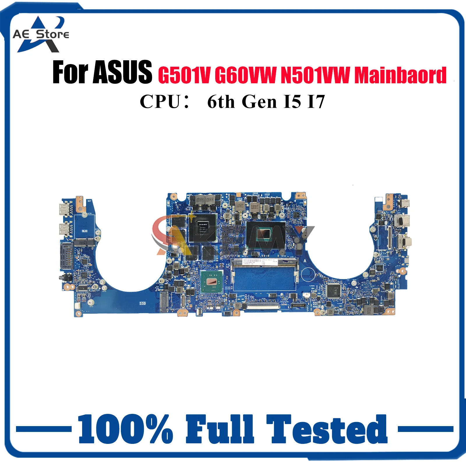 

N501VW Laptop Motherboard For ASUS ROG N501VW N501V G501V Notebook Mainboard With I5 I7 CPU 100% tests OK fast shipping stk