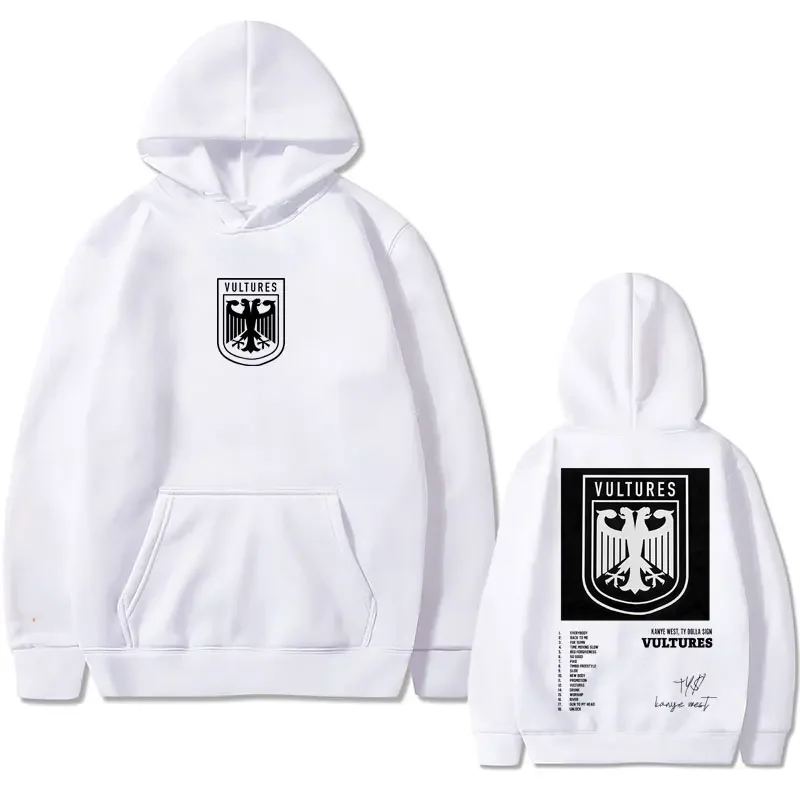Rapper Kanye West Vultures Album Cover Print Hoodie Men Hip Hop Fashion Sweatshirt Music Graphic Hoodies Male Casual Streetwear
