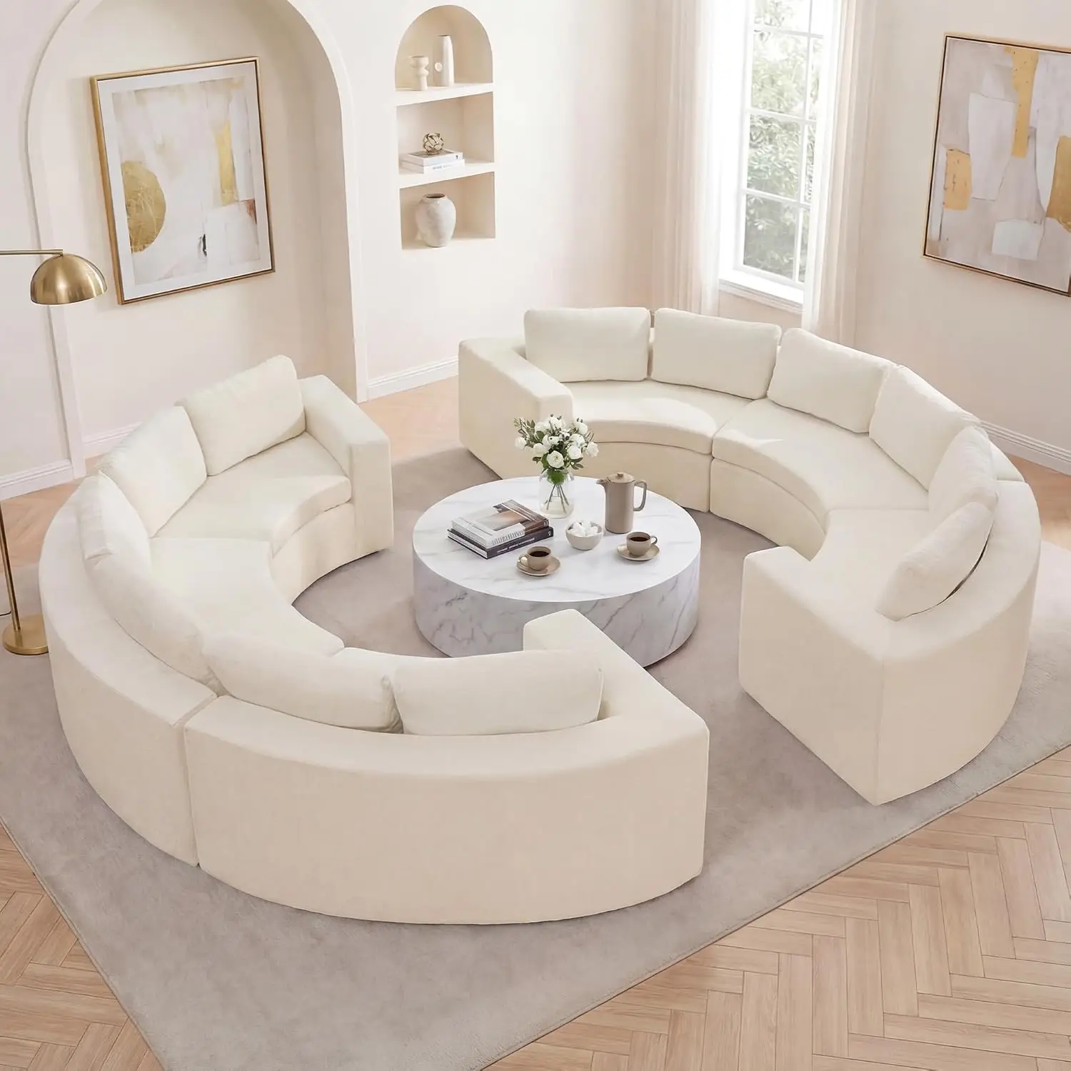 Oversized Half Moon Couch Sets with Deep Seat, Curved Boneless Couches for Living Room, 12 Seater Modular Sectional, Customized