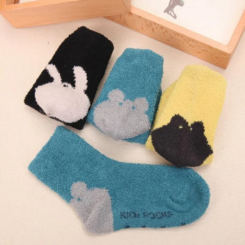 Children's Socks Winter Baby Girls Boys Kids Infant Terry Gift Stuff Coral fleece Anti Slip Clothes Newborn Toddler Print