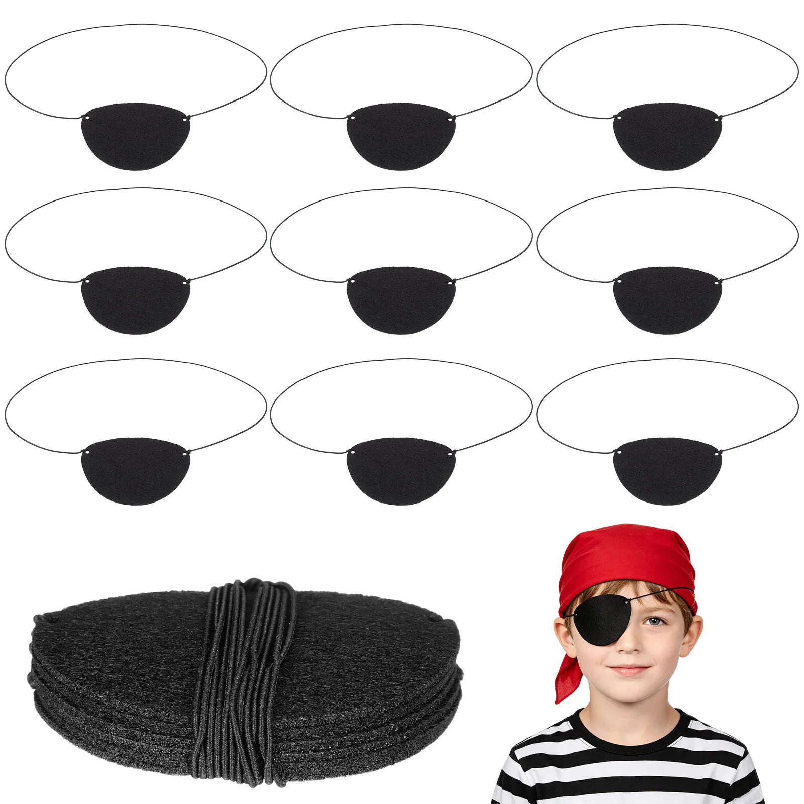 14Pcs Childrens Eye Patches Pirate Printing Design Soft Fabric Single Eye Patch for Halloween Festival Party Cosplay Dress Up