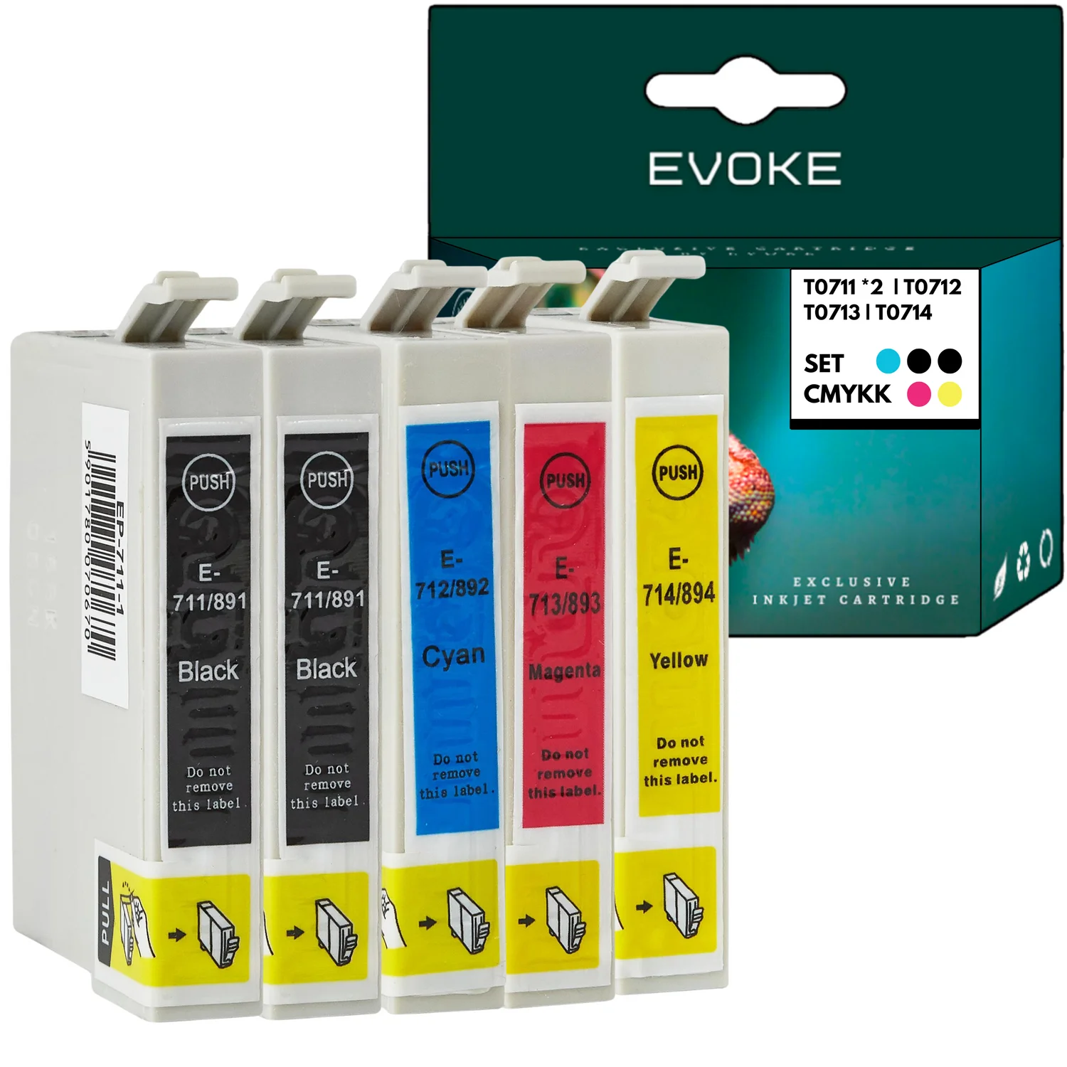5x Epson 711 + 712 + 713 + 714 Xl Printerinkt | 2x Zwart + 3x Kleur