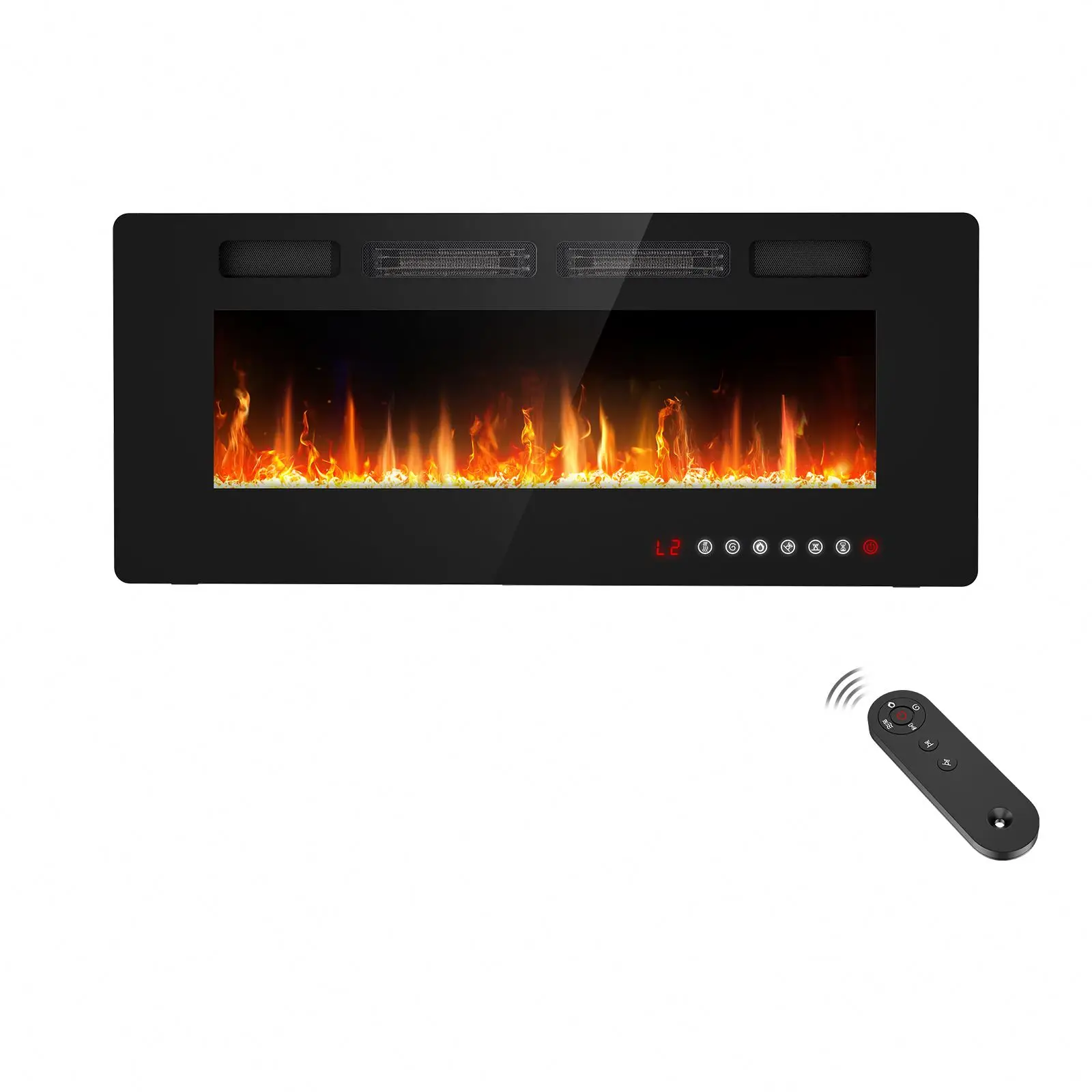 

Electric Fireplace 42-Inch Electric Metal Touch Control Fireplace With Color/Flame Log & Crystal Option 1500W For Hotels