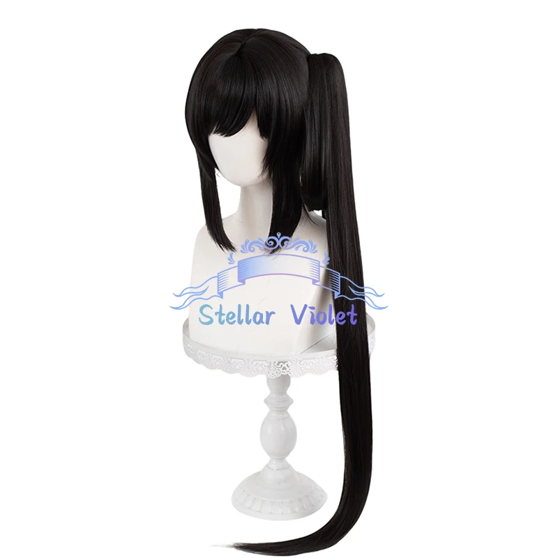 Jogo azur lane peruca chen hai perucas sintéticas cosplay trajes anime 90cm longo rabo de cavalo preto resistente ao calor chen hai cosplay perucas
