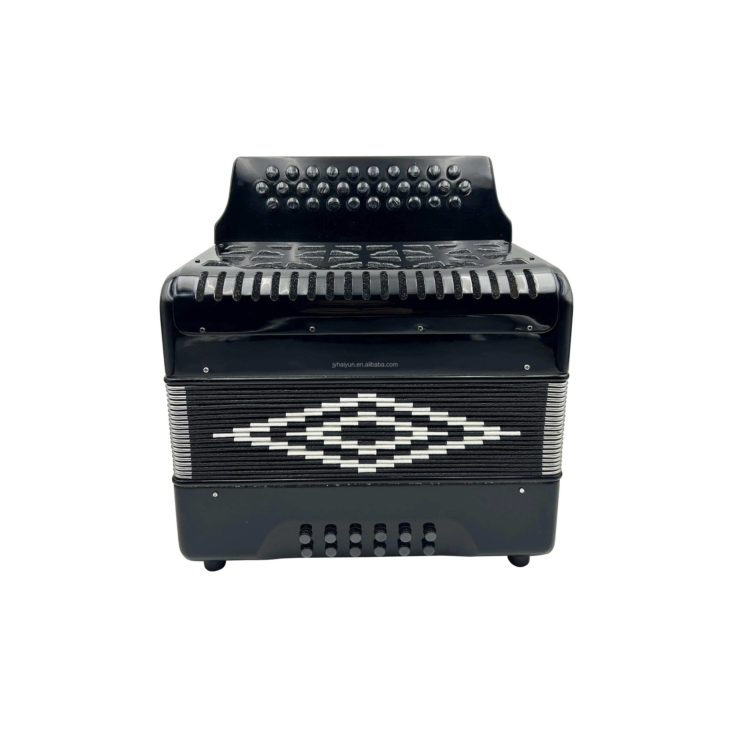 Professional Diatonic Wood 31 Buttons 12 Bass Student Black Celluloid Black Buttons Portable Accordion JB3112A
