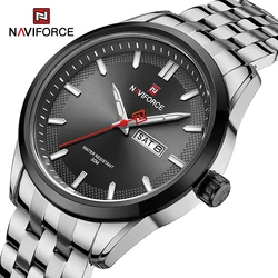 NAVIFORCE Classic Quartz Calendar Style Stainless Steel Business Men Wrist Watch High Quality Waterproof Man Clock Reloj Hombre