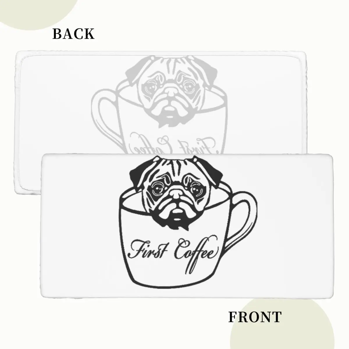 Pug First Coffee Custom Rectangular Tablecloth Oilproof Table Cover for Festival Party Decorations Table Cloth
