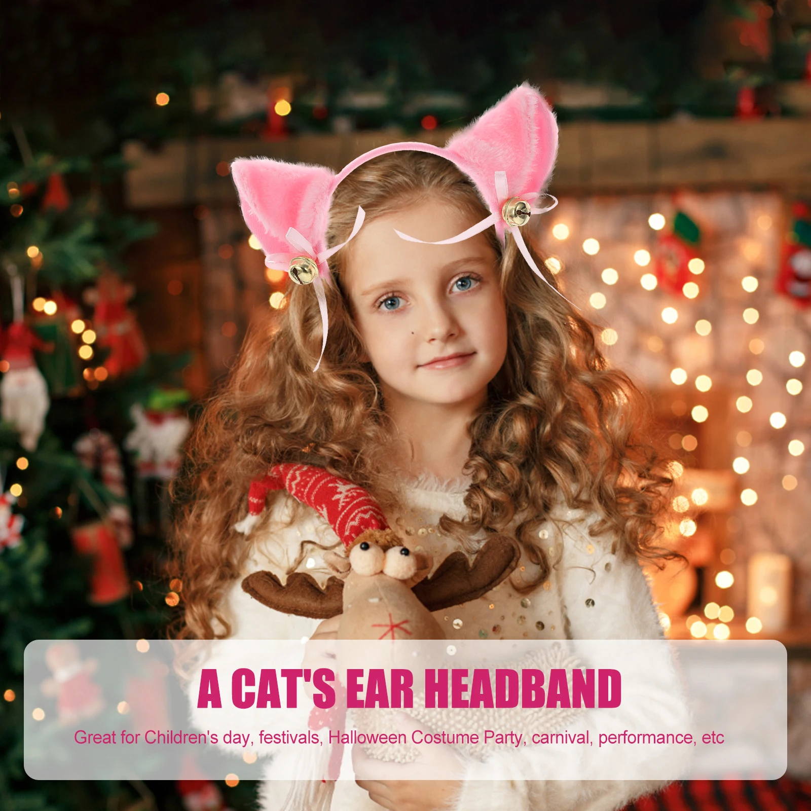 

2pcs Cat Ear Headbands Bell Hoop Party Costume Cosplay Ear Hair Animals Headband Lovely Lightweight Comfortable Gift