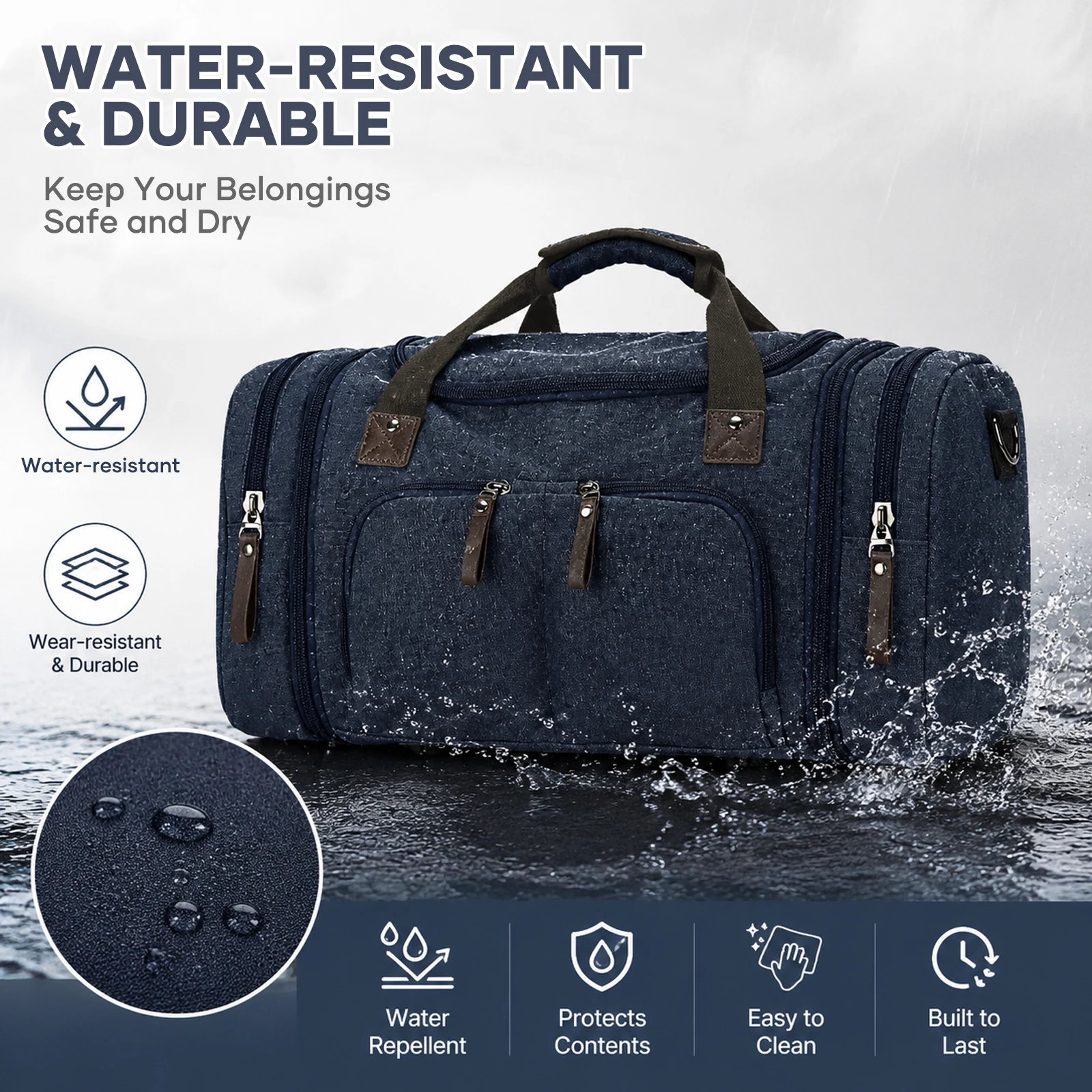 Canvas Travel Bag for Men - Expandable Weekend Bag Carry-on Luggage for Gym, Short Trip LuggagAirplane Tote Bag for Men Women