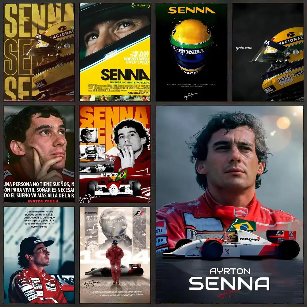 A-Ayrton Senna F1 Poster Self Adhesive PP Wall Sticker for Modern Bedroom Home Decor