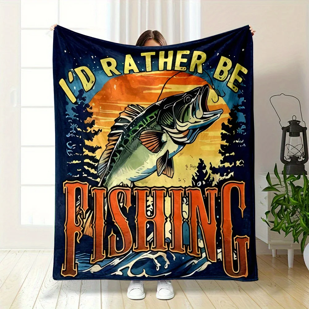 Vintage Fishing Lure Blanket Reversible Flannel Throw for Anglers AllSeason Comfort Outdoor Enthusiast Gift