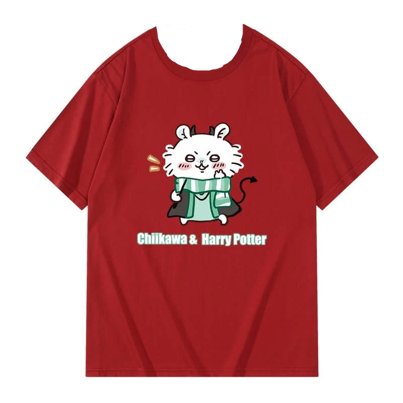 

Быстросохнущая футболка с короткими рукавами для совместной работы Harry Potter Chiikawa Usaki Hachi Iji на лето, мужчин, женщин, взрослых и детей
