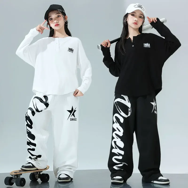 Chemise Graffiti de danse de rue pour garçons, pantalon déchiré, short Hip Hop, ensembles de vêtements pour enfants, pantalons en Denim Jazz, Costumes pour adolescents