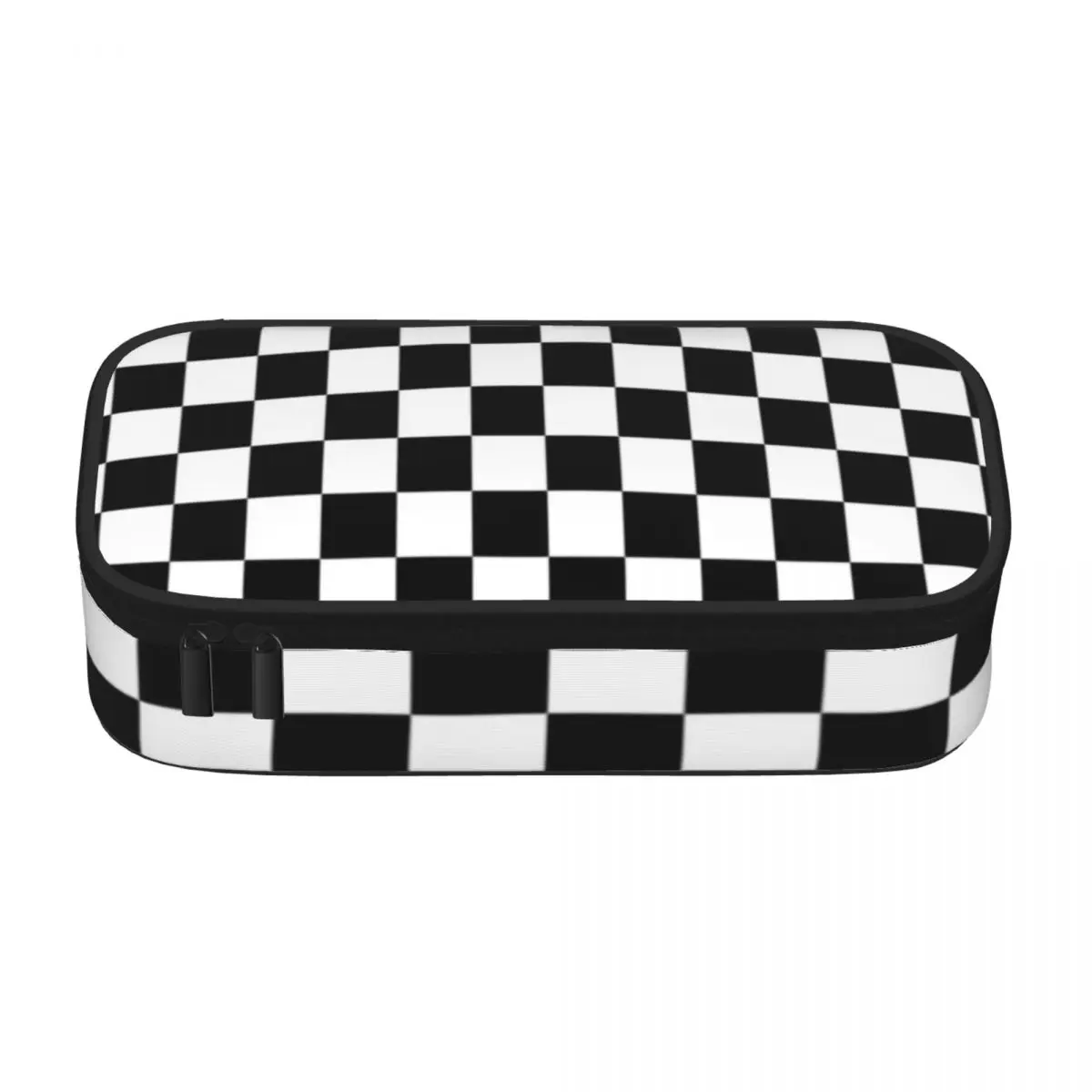 Black Checkerboard Pencil Case Classic Black and White Checker Boy Girl Elementary School Zipper Pencil Box Big Fashion Pen Bag