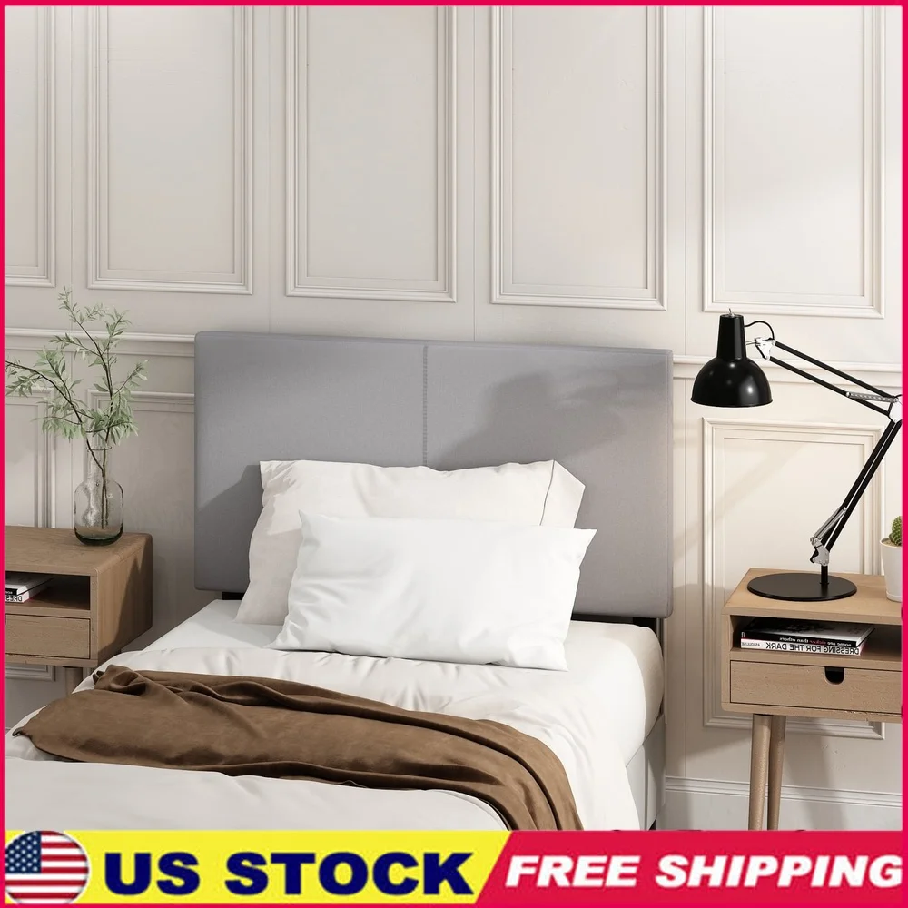 

Upholstered Twin Headboard Simple Design Neutral Fabric Easy Assembly Bedroom Furniture Hardware Included Clean Care
