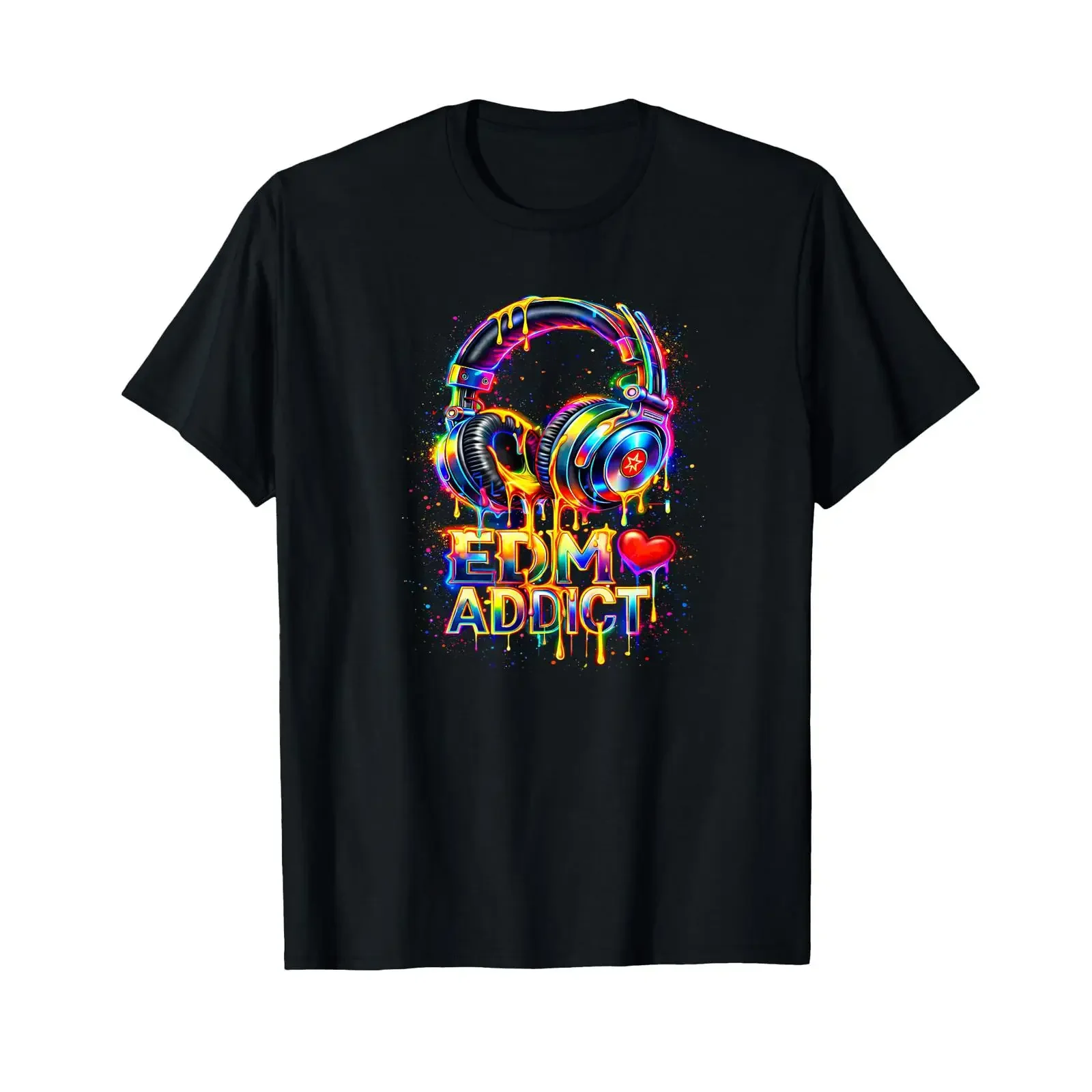 Camiseta EDM Addict Dripping Headphones Rave Music Festival, estilo vintage, lavada, informal, transpirable, ropa de diseñador, versátil
