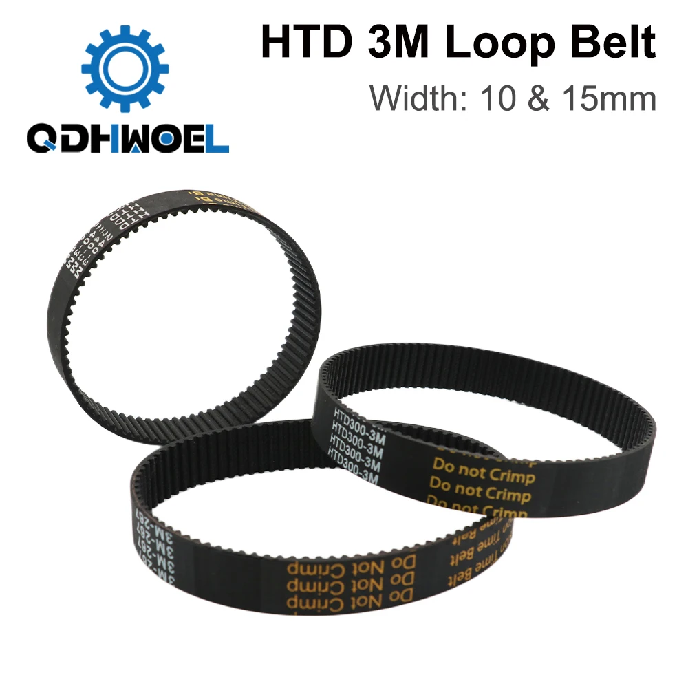 HTD 3M Closed Loop Belt Rubber Timing Belt Various Transmission for CO2 Laser Engraving Cutting Machine / 3D Printer