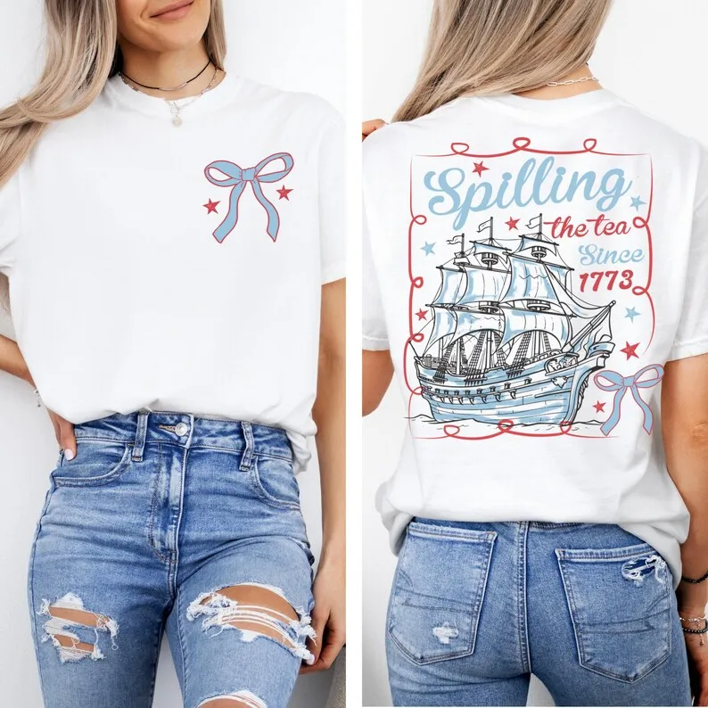 4th of July Shirt, USA , Fourth of July Shirt, American Flag , America, Spilling The Tea Shirt, United States