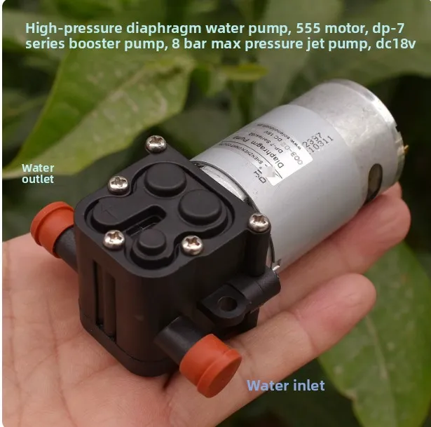 555 DC Diaphragm Pump 12V 24V High Pressure 8bar 116PSI Self-Priming Water Pump with Spray Gun for RV Car Wash Garden