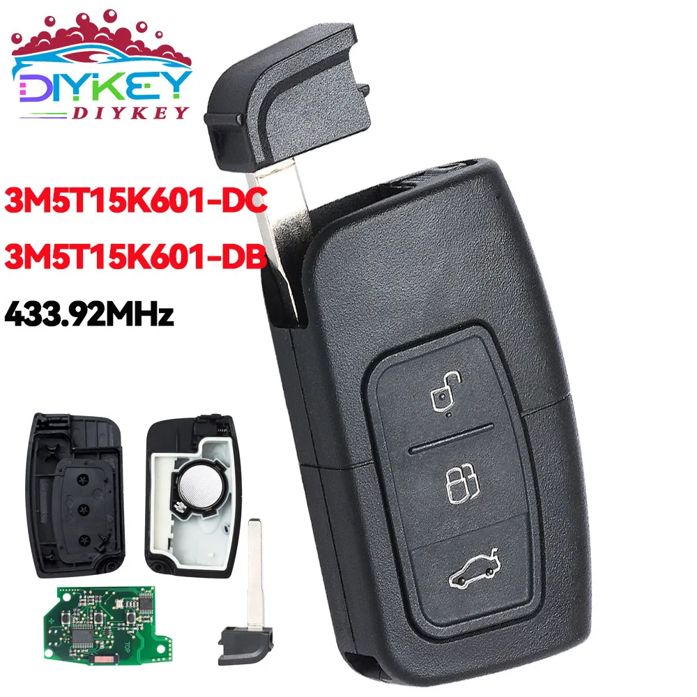 DIYKEY Keyless Entry 3M5T15K601-DC/DB For Ford C-Max Focus MK2 Kuga Mondeo Galaxy 2007 2008 2009 2010 Smart 433.92MHz Key Remote